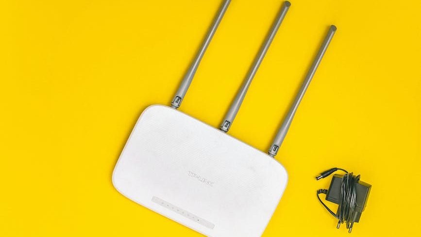 wifi router on yellow background
