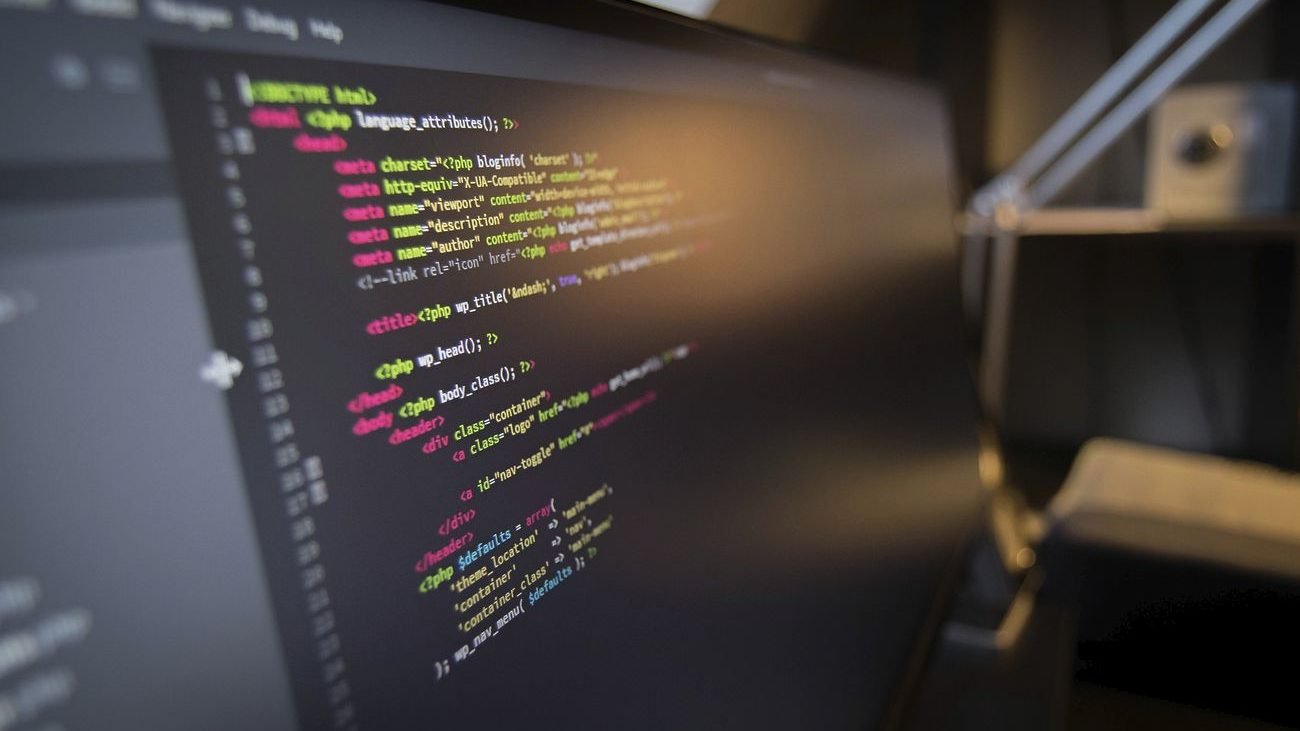 Free code on computer screen