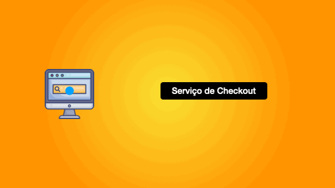 O microserviço de checkout de compra do site inicia uma transação local e envia uma  solicitação ao microserviço de estoque, pedindo para reservar os itens do carrinho do cliente.